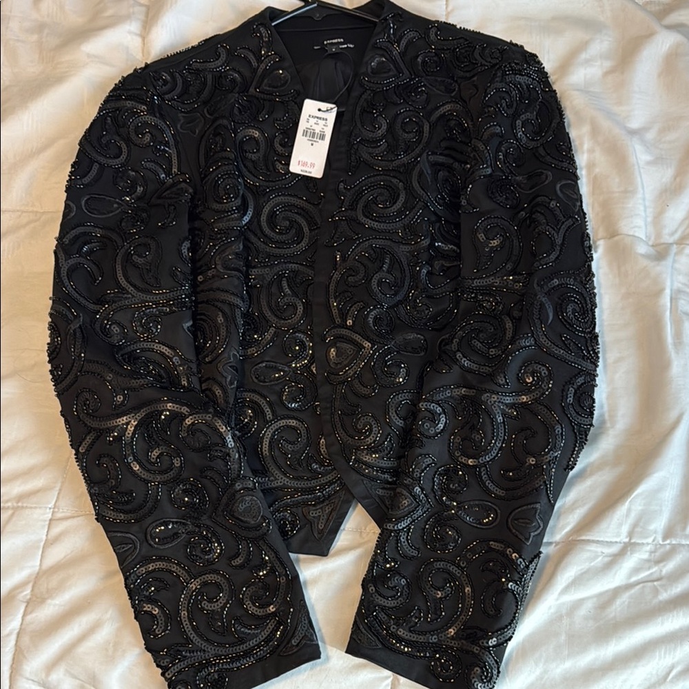 Express Black Embroidered Blazer
